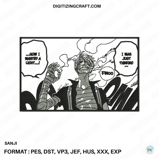 Sanji one piece anime embroidery design file