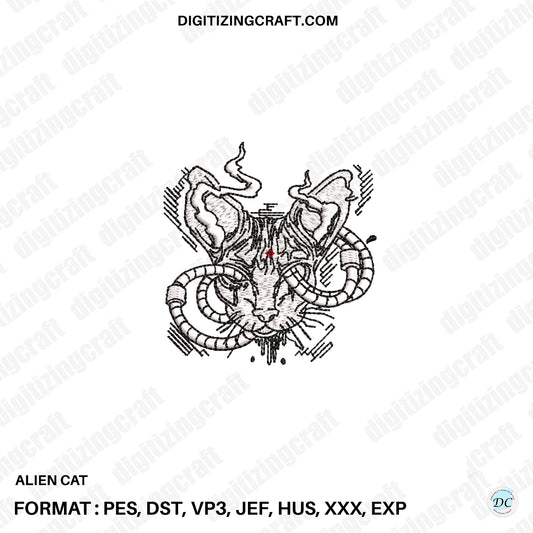 Cat Alien embroidery design file