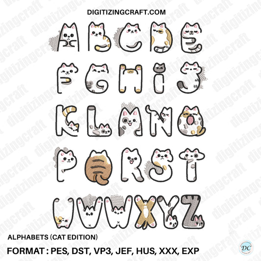 Alphabets (Cat Edition) embroidery design file