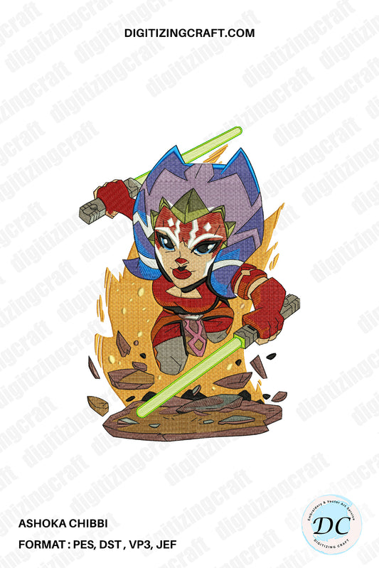 Ashoka Chibbi Star wars embroidery design file