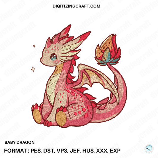 Baby Dragon Embroidery Design File