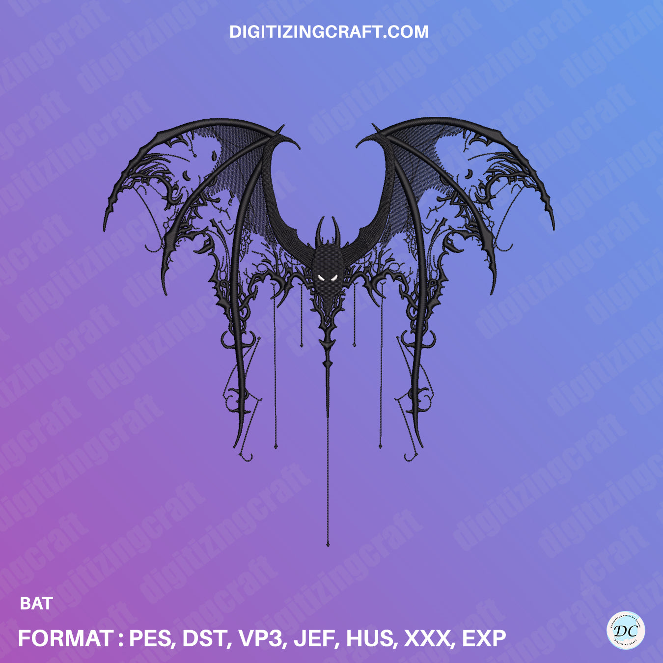 Bat Embroidery Design File