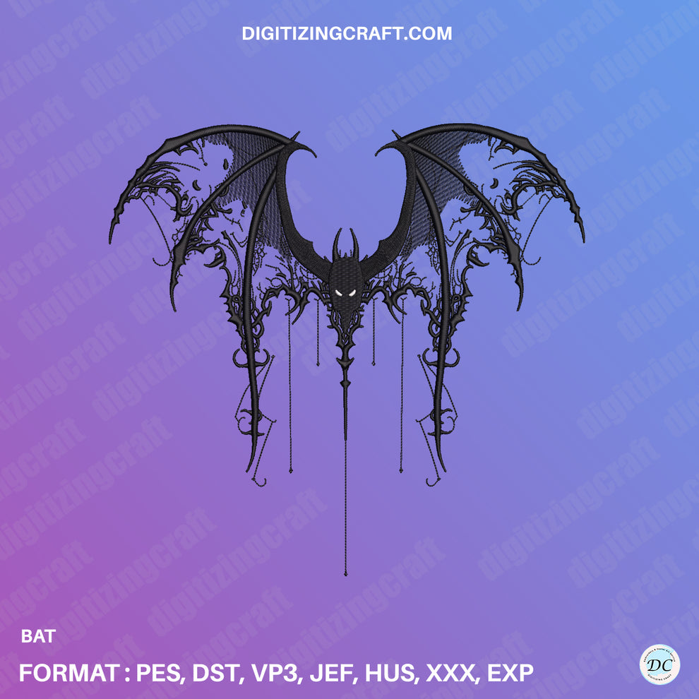 Bat Embroidery Design File – Digitizing Craft