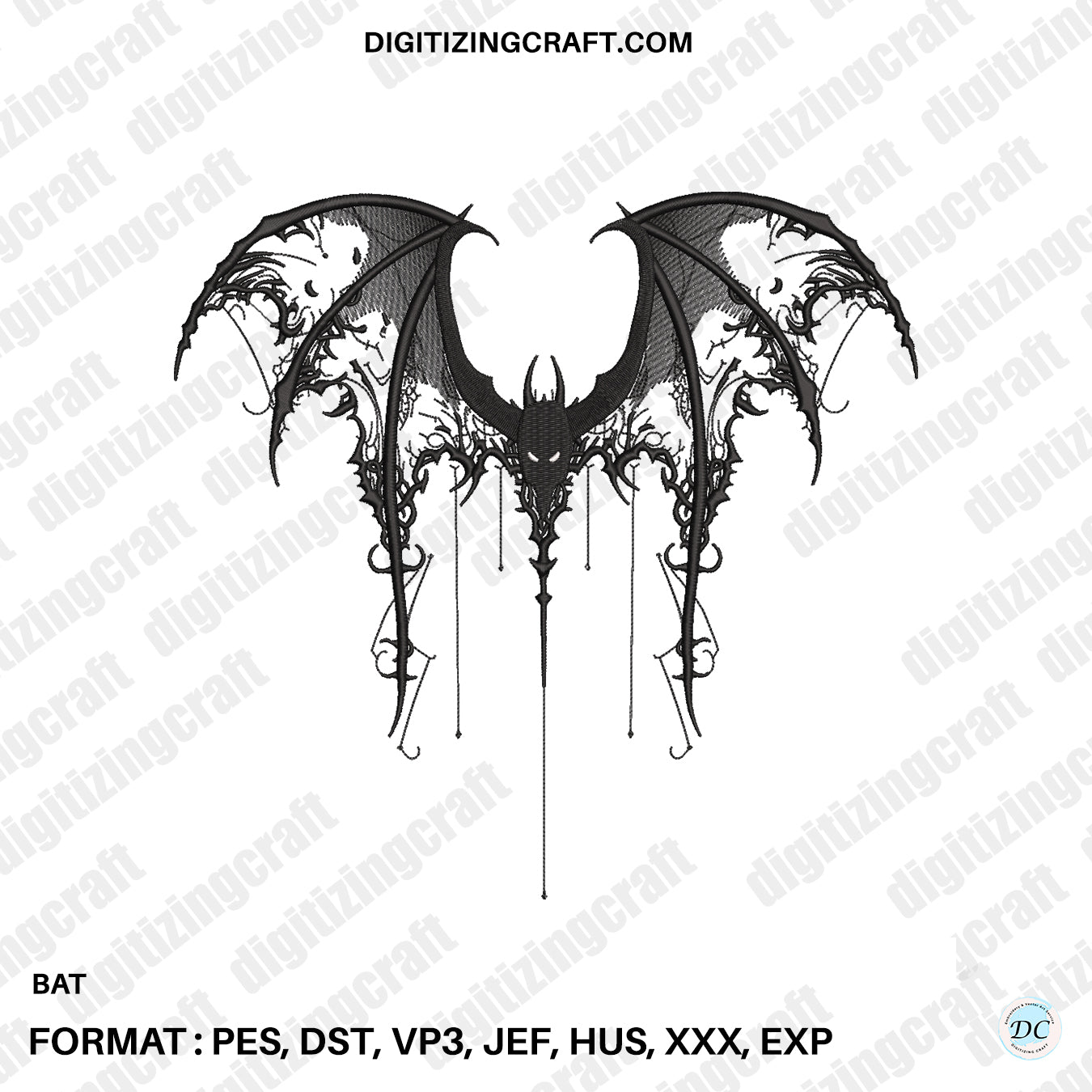 Bat Embroidery Design File