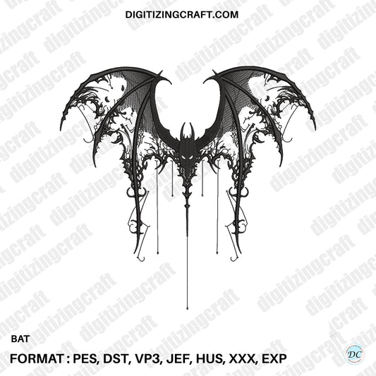 Bat Embroidery Design File