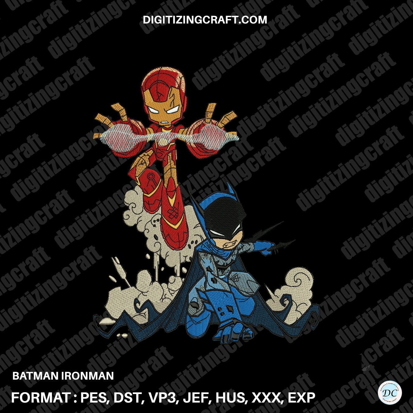 Batman Ironman embroidery design file
