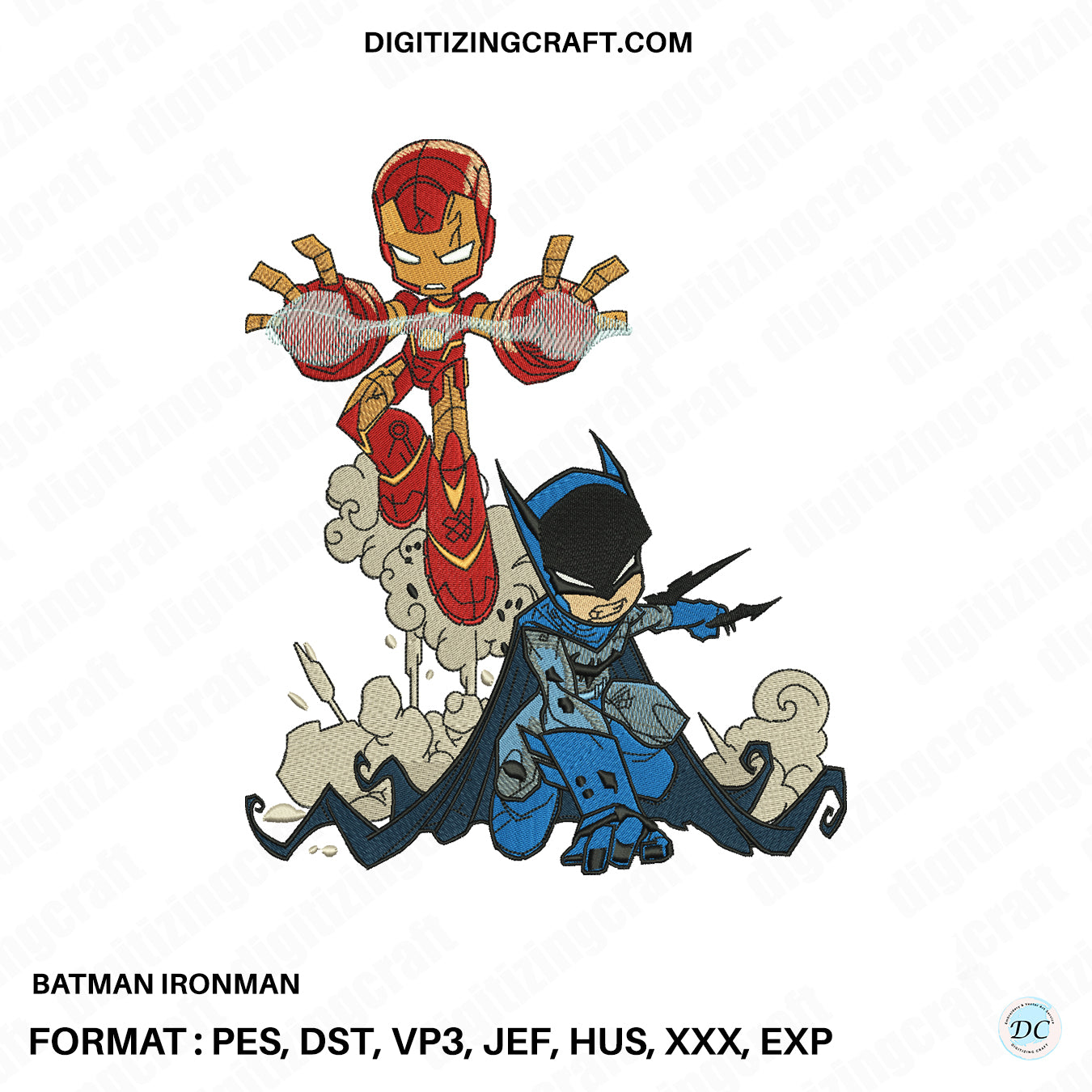 Batman Ironman embroidery design file