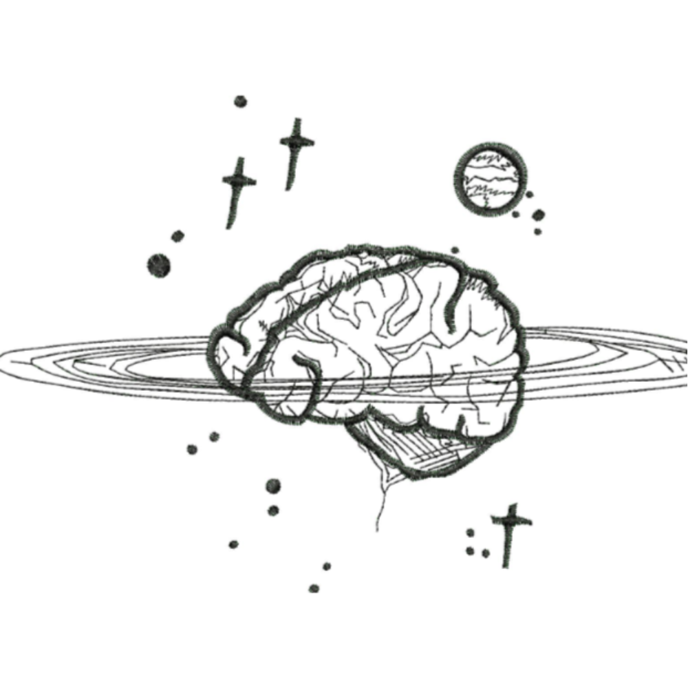 Brain planet with rings machine embroidery design - free download
