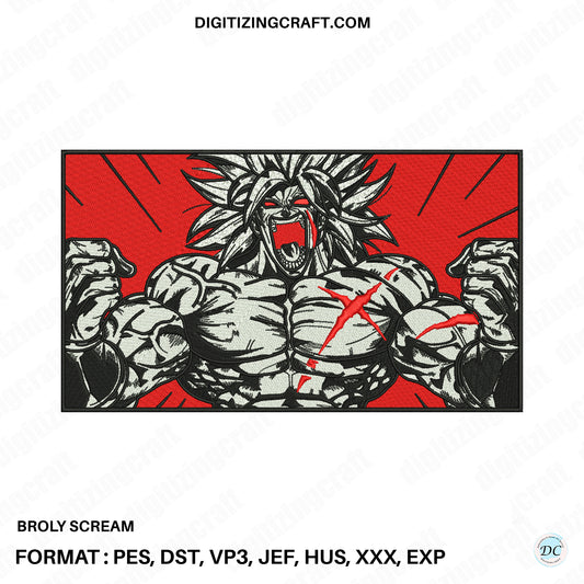 Broly scream embroidery design file