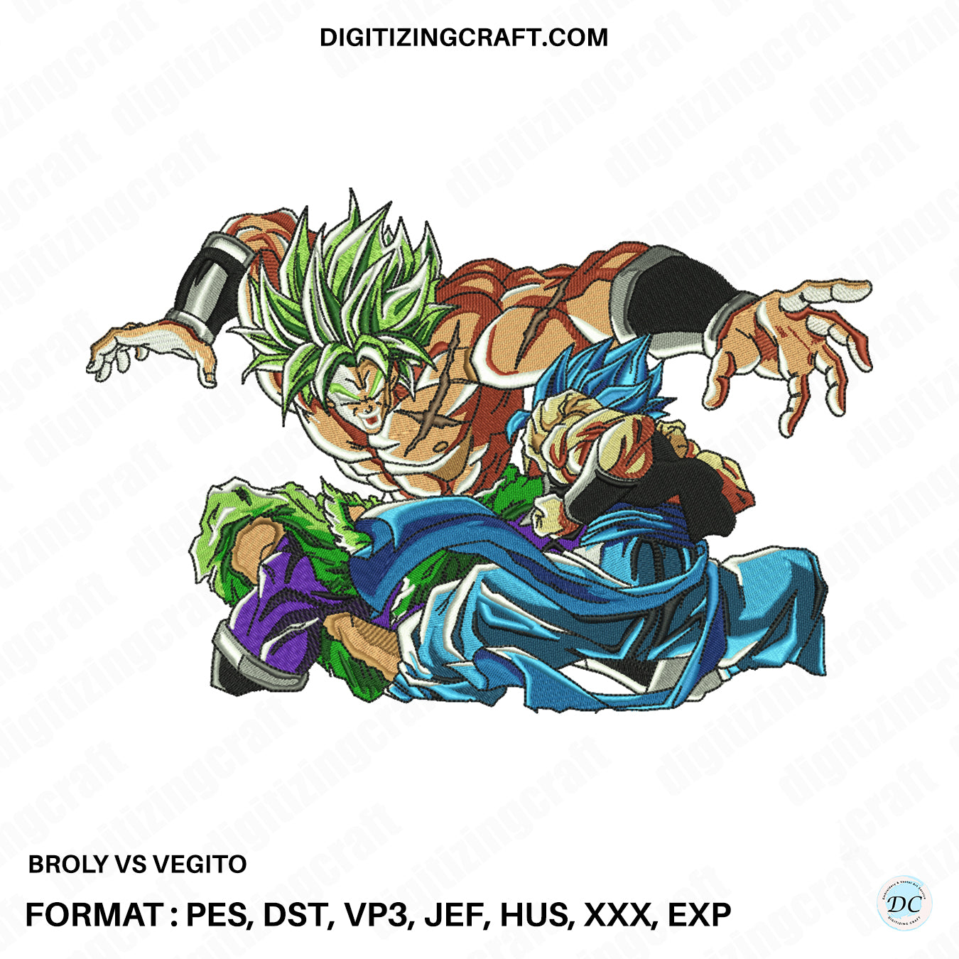 Broly vs Vegito Dragon ball super embroidery Design file