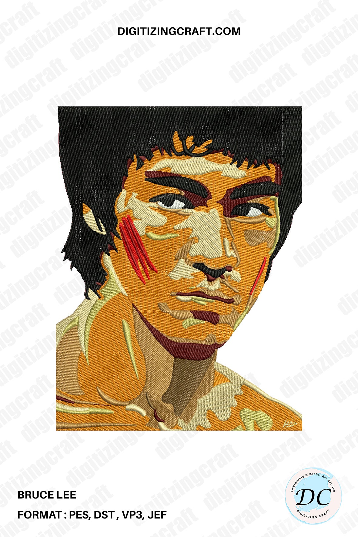 Bruce Lee Embroidery Design