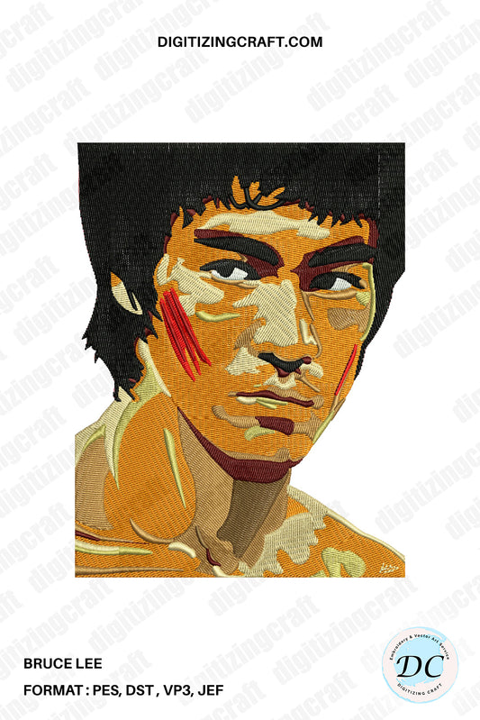 Bruce Lee Embroidery Design
