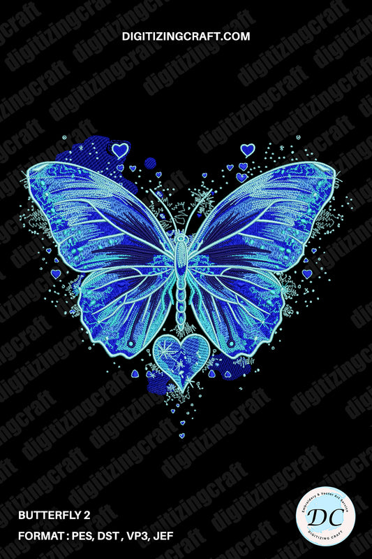 Butterfly 2 glowing embroidery design