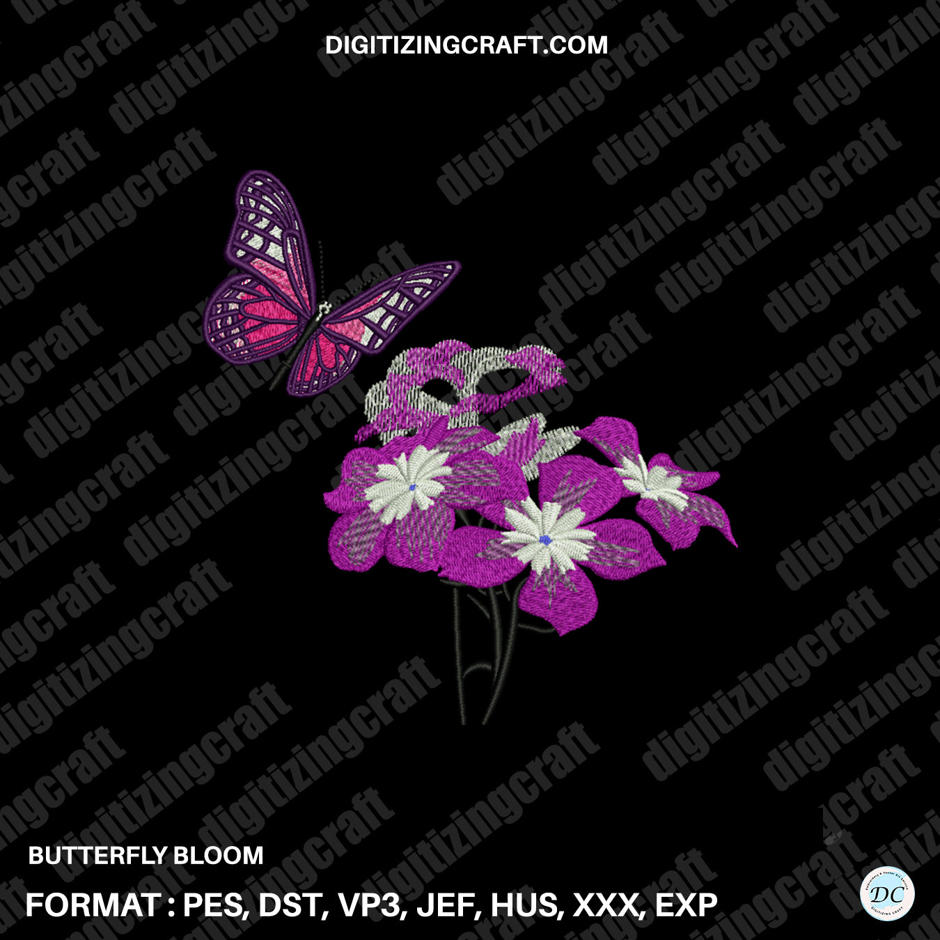 Butterfly bloom embroidery design file