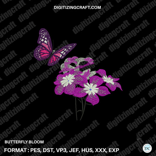 Butterfly bloom embroidery design file
