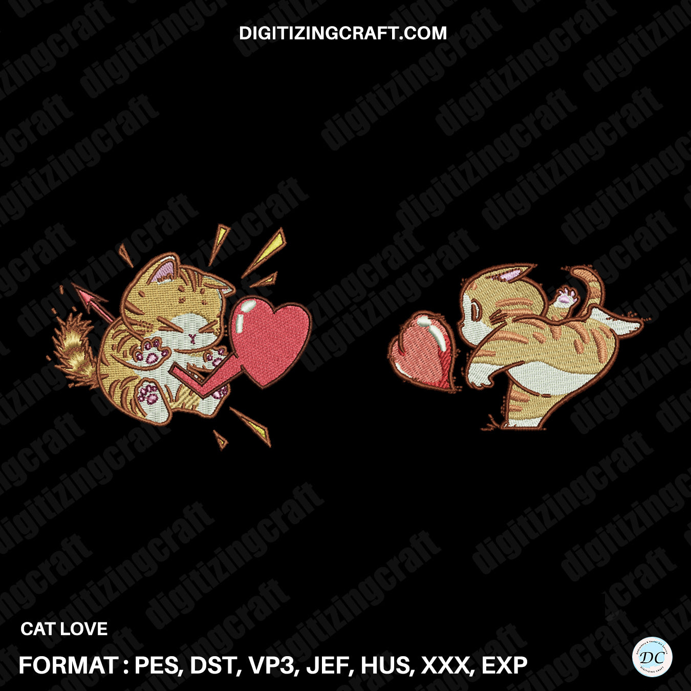 Cat love Embroidery Design File