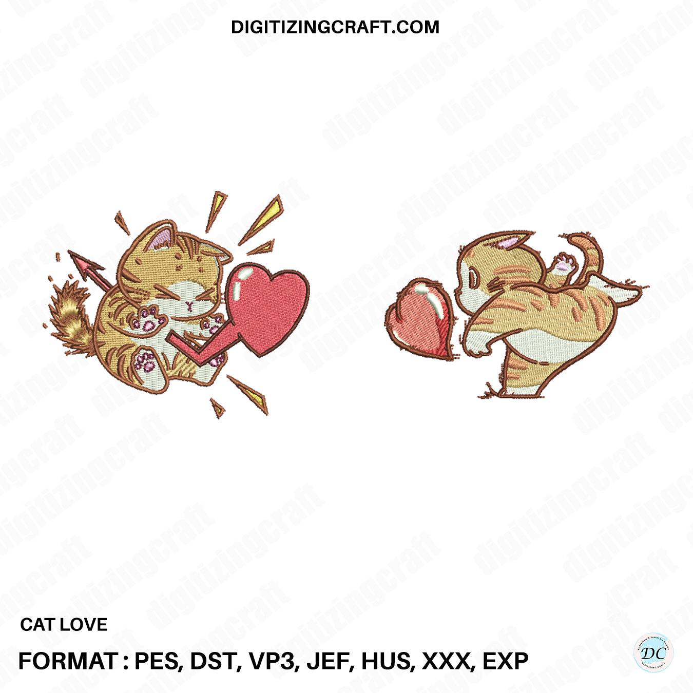 Cat love Embroidery Design File