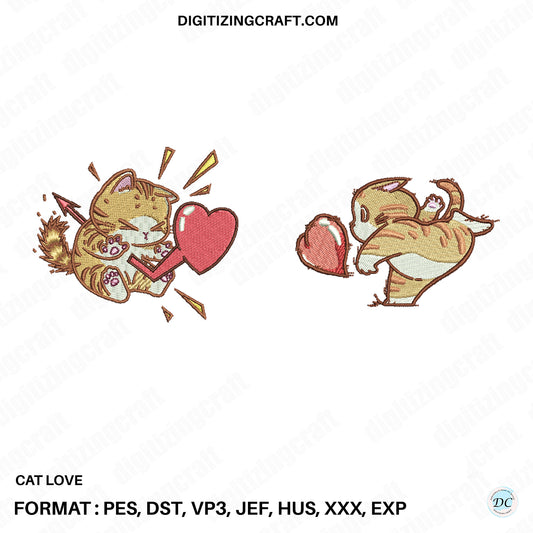 Cat love Embroidery Design File