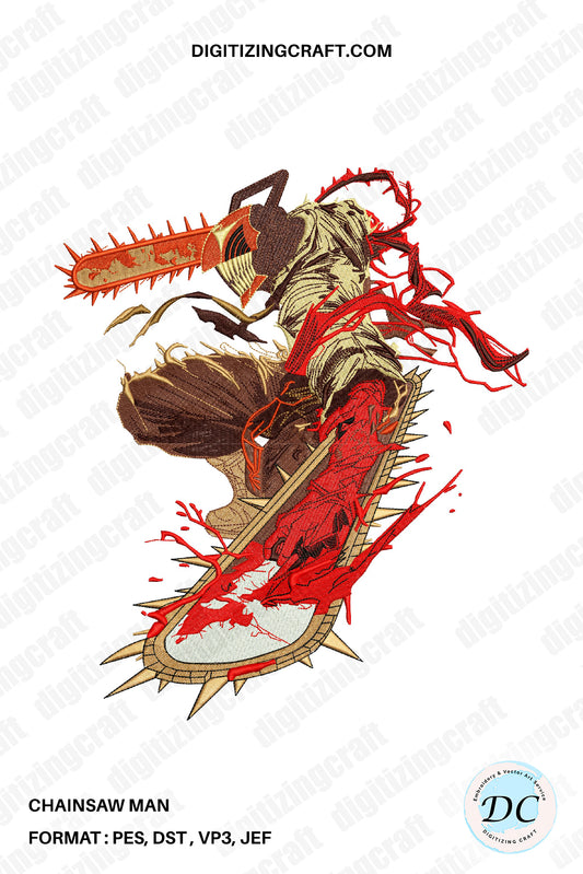 Chainsaw man embroidery design file