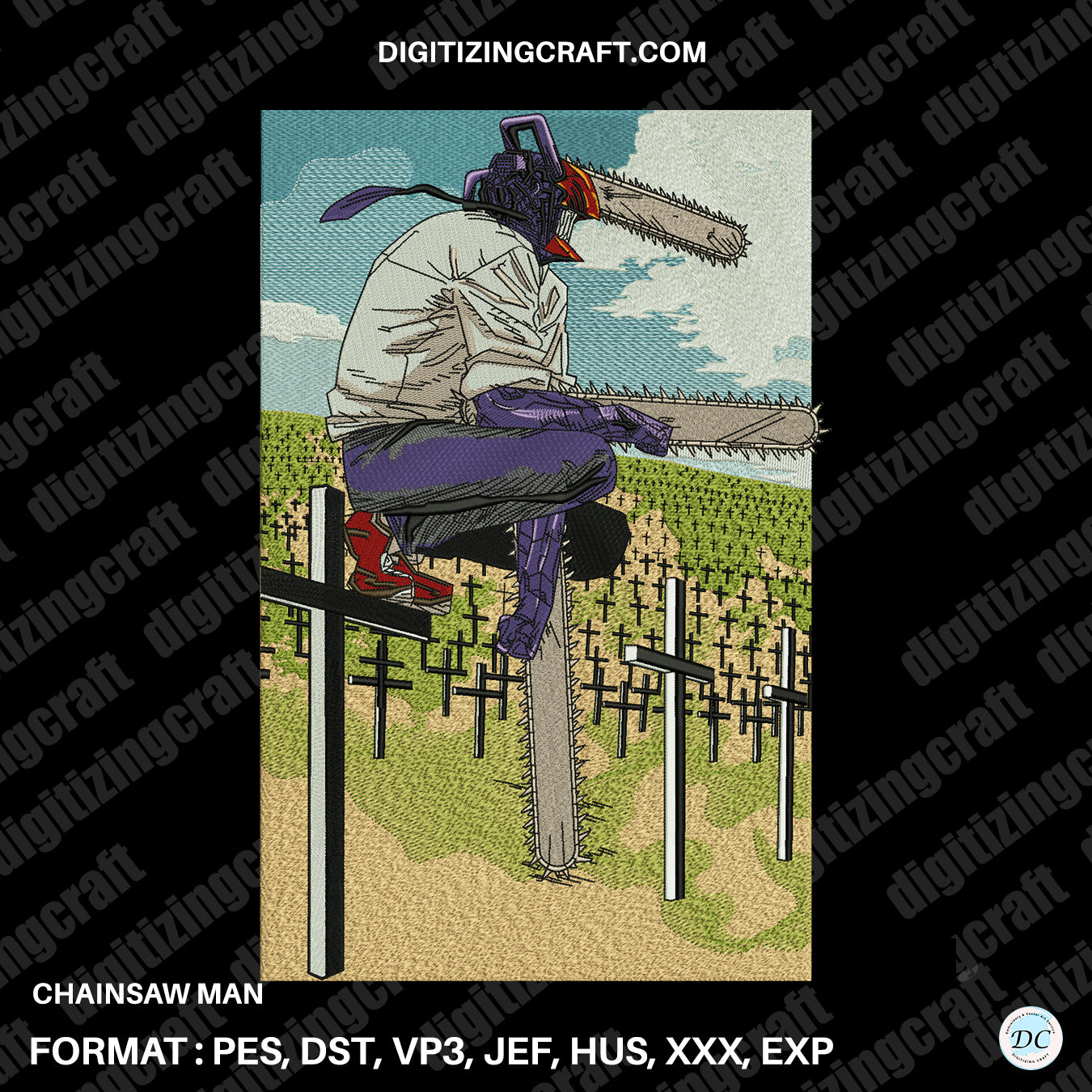 Chainsawman anime embroidery design file