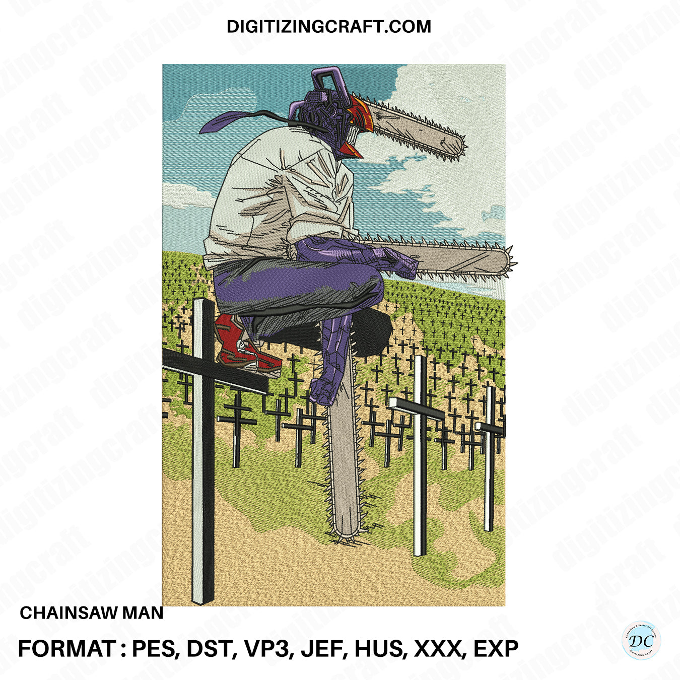 Chainsawman anime embroidery design file