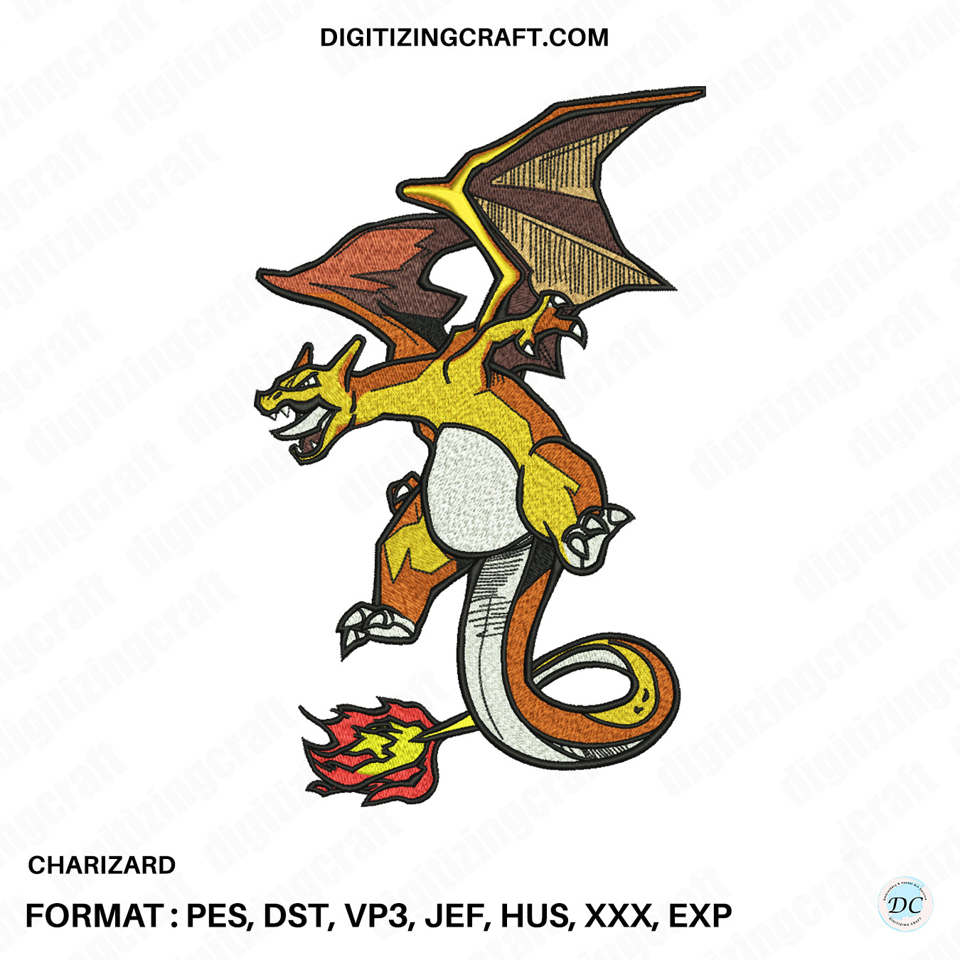 Charizard Embroidery design file,Pokemon