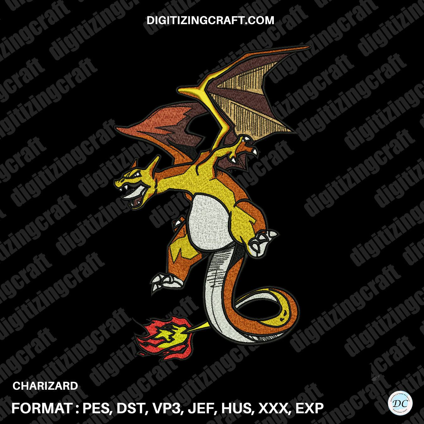 Charizard Embroidery design file,Pokemon