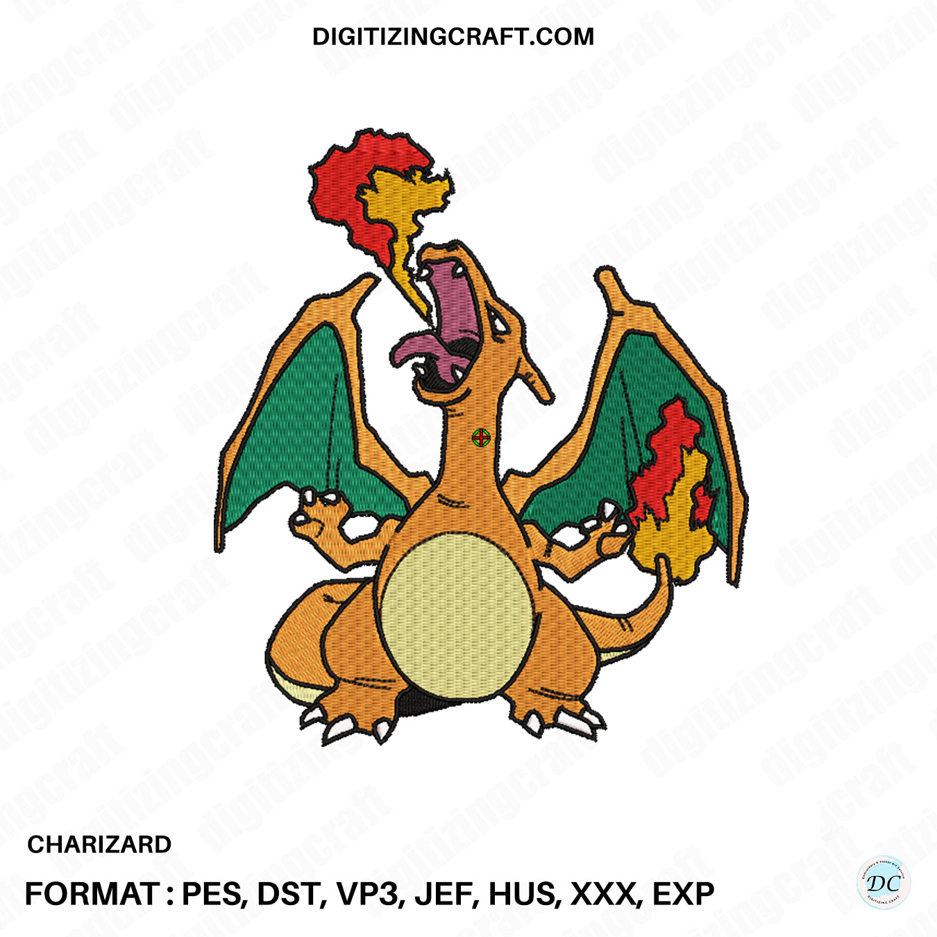 Charizard Embroidery design file