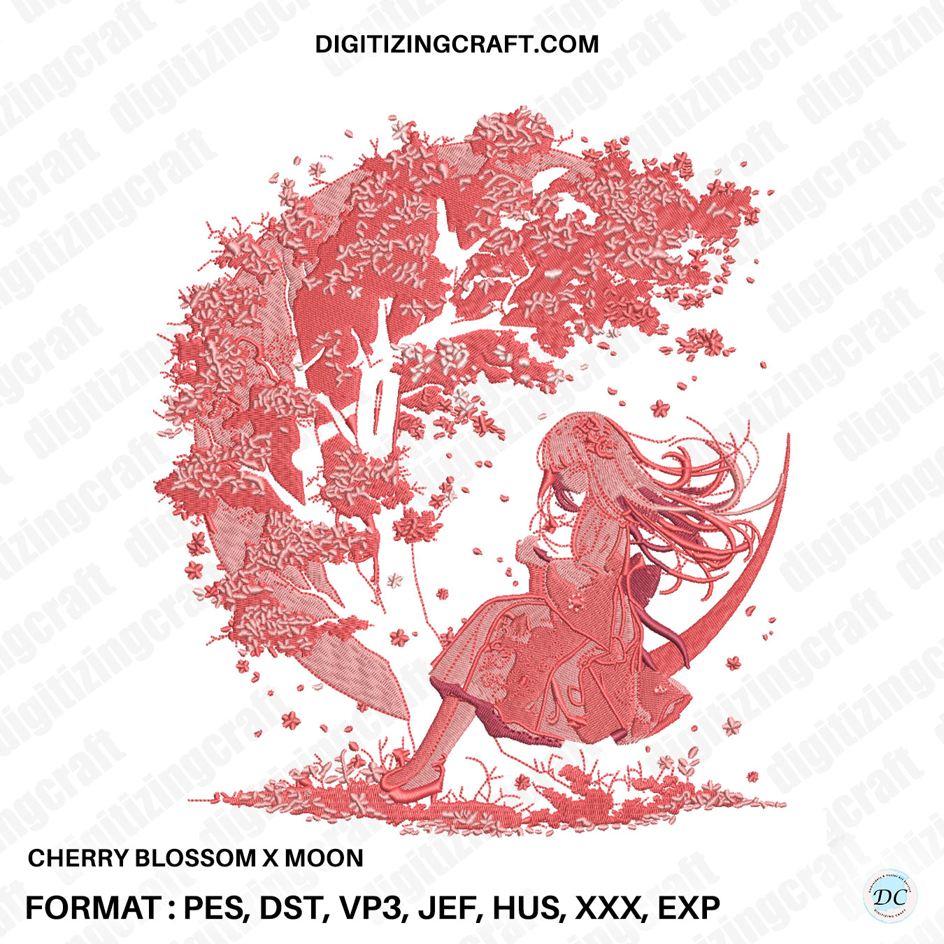 Cherry Blossom x Moon Embroidery design file