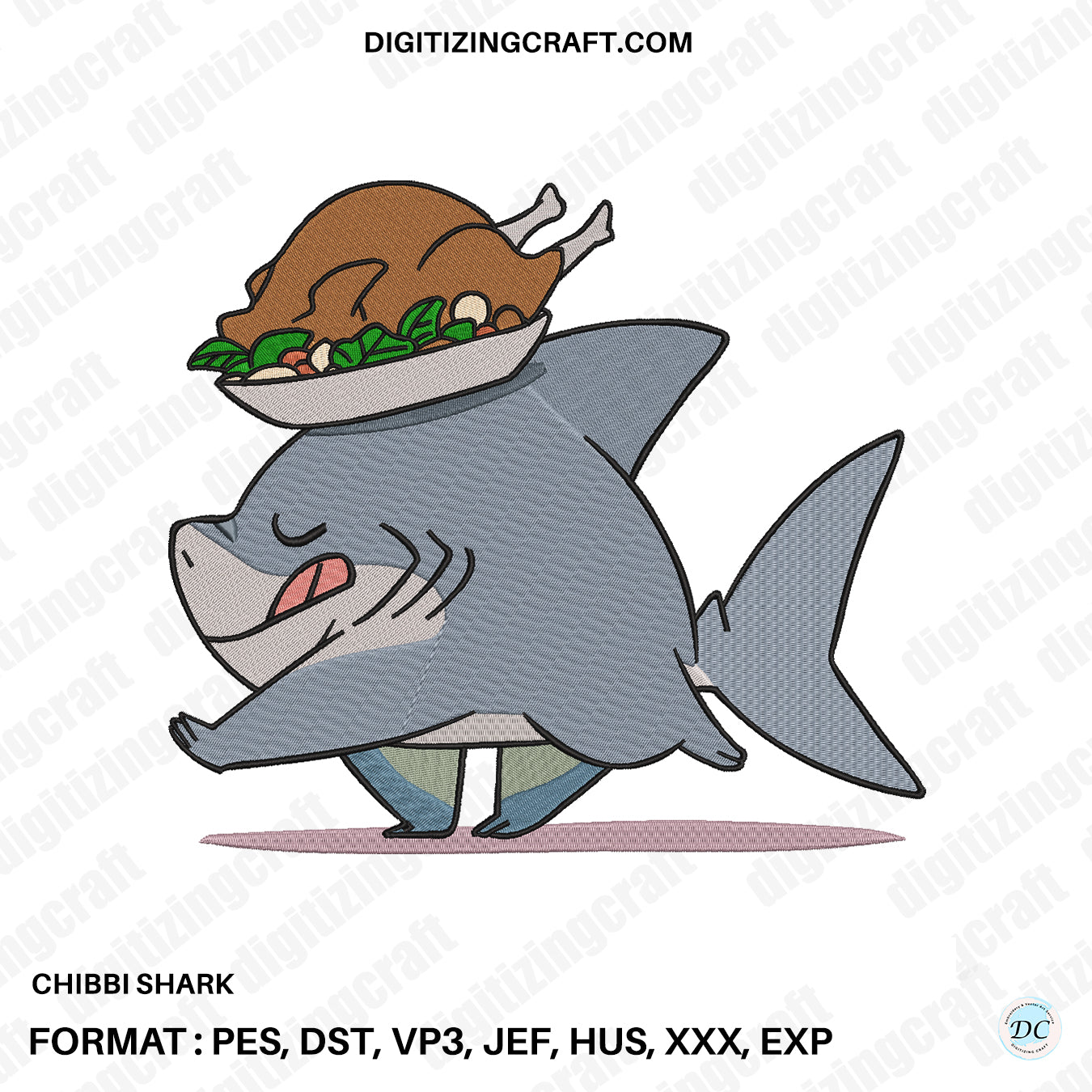 Chibbi Shark Embroidery Design File