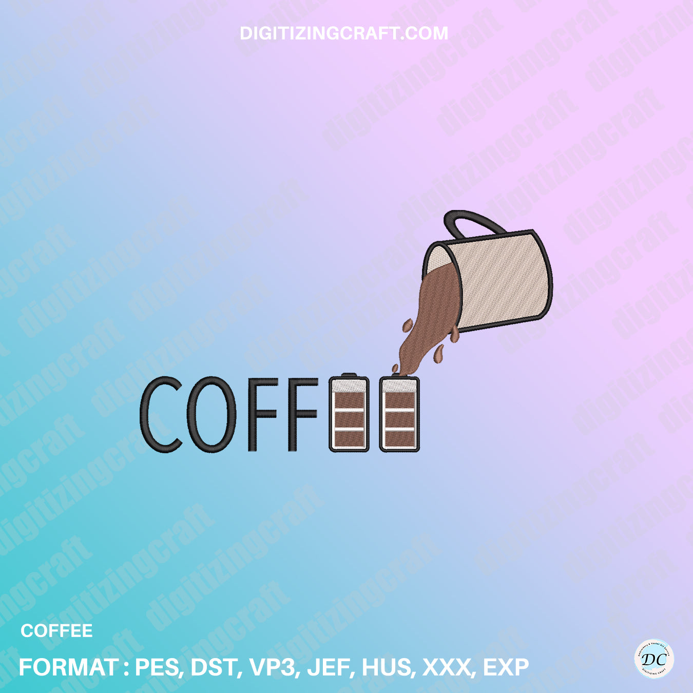 Coffee Embroidery Design file
