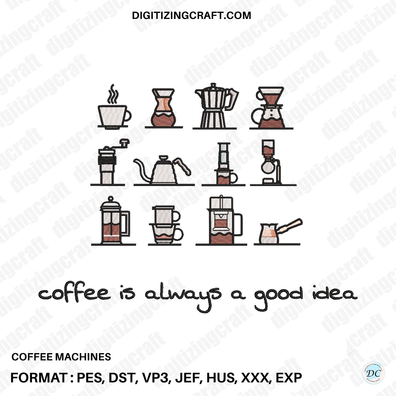 Coffee machine embroidery design file