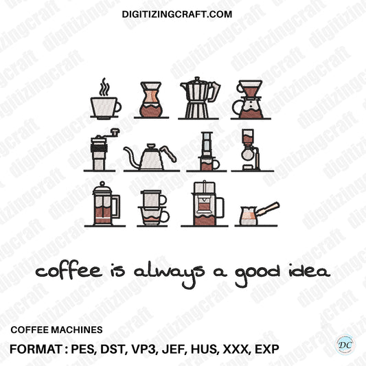 Coffee machine embroidery design file