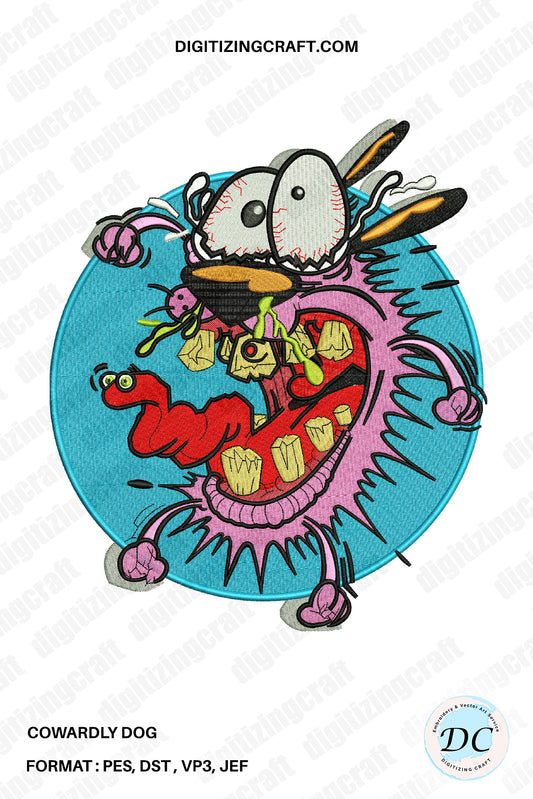 Cowardly Dog Embroidery Scene