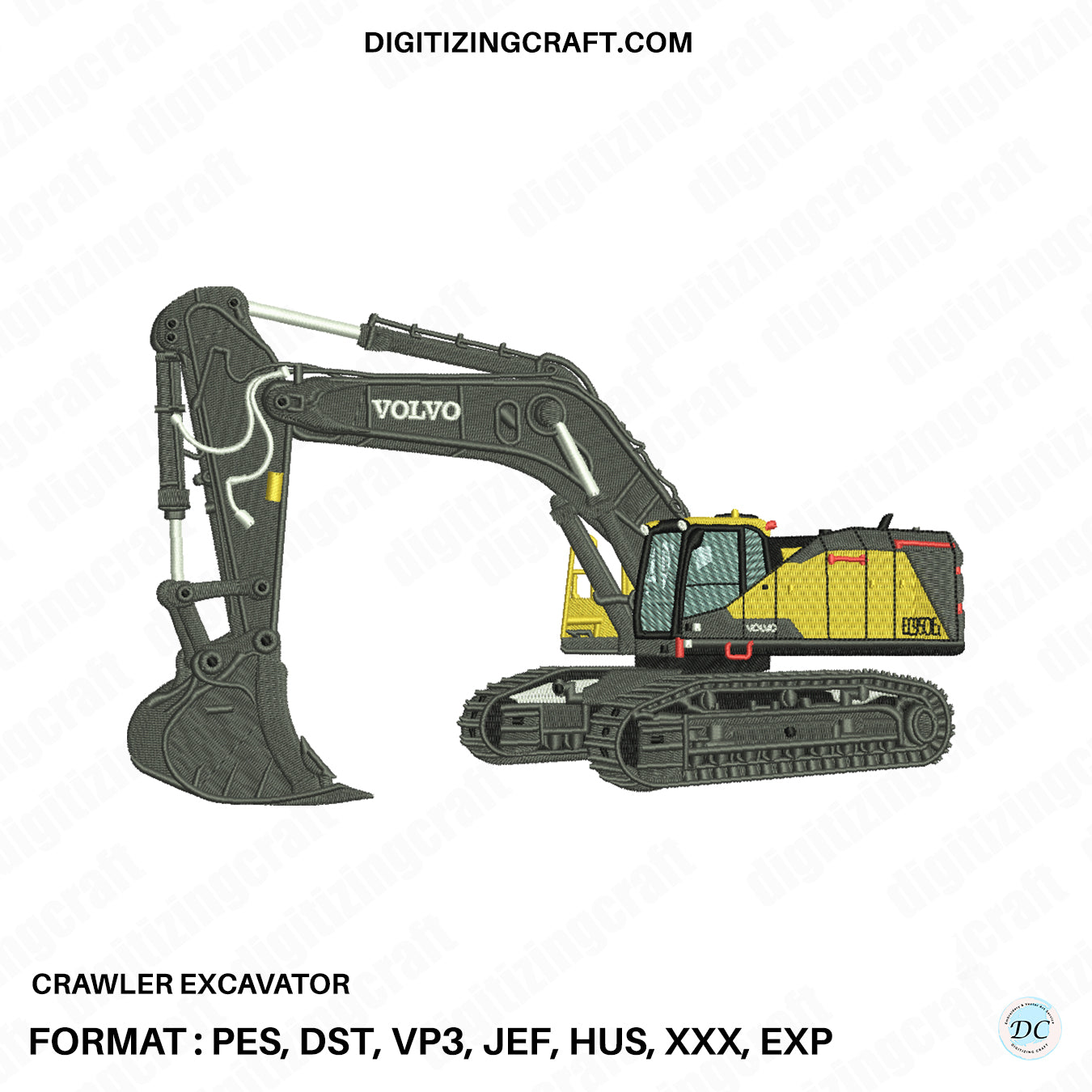 Crawler Excavator embroidery design file