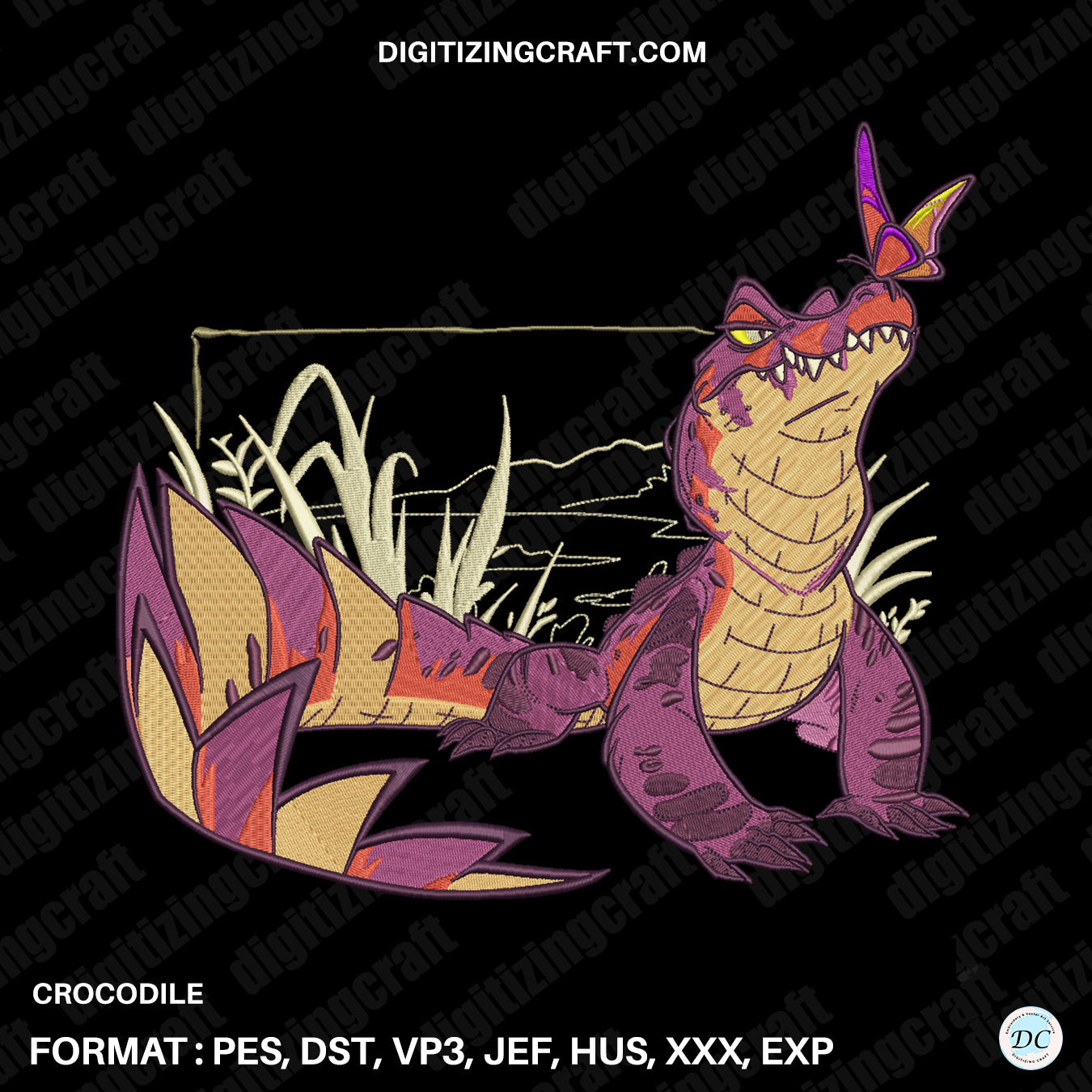 Crocodile Embroidery Design File