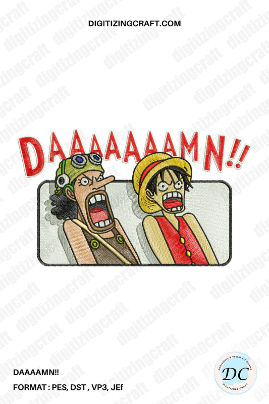 Damn One piece Embroidery Design file