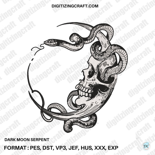Dark Moon Serpent Embroidery Design file