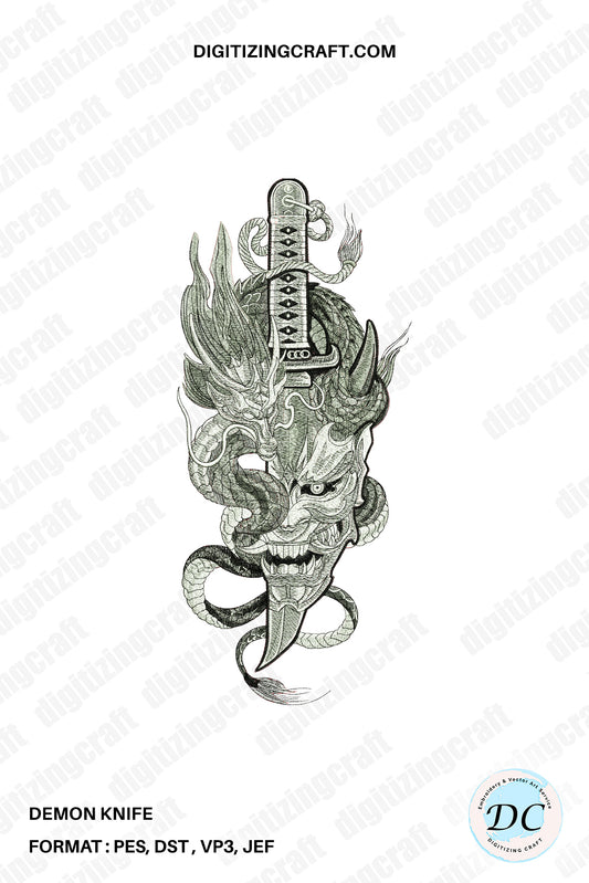 Demon Knife Embroidery Design File