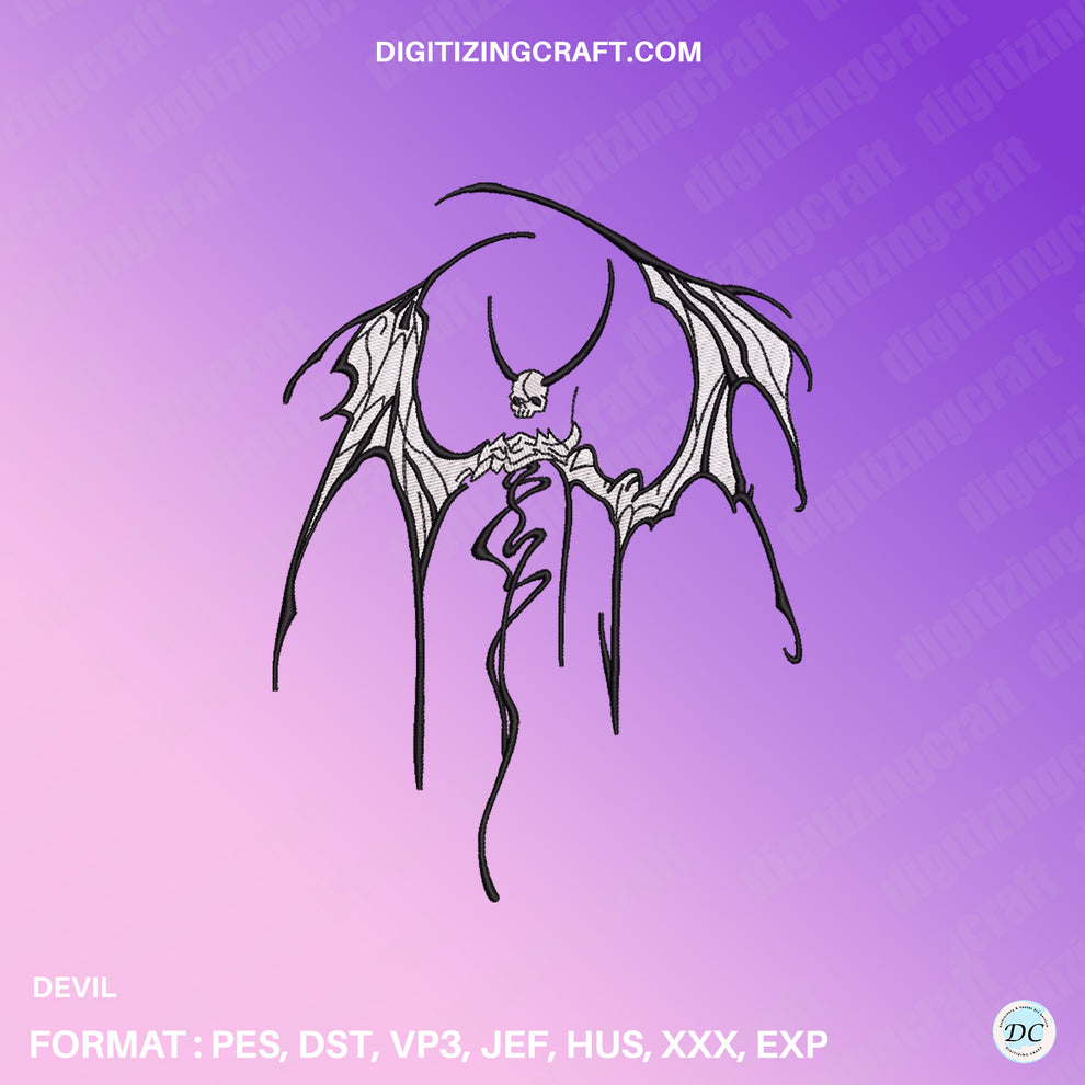 Devil Embroidery design file – Digitizing Craft