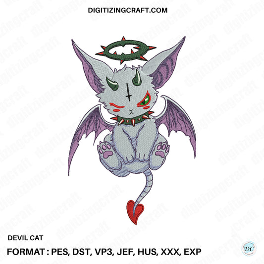 Devils cat embroidery design file