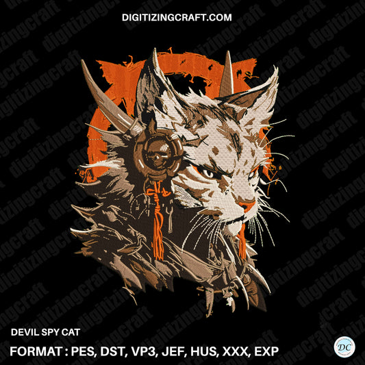 Devil's Spy Cat embroidery design file