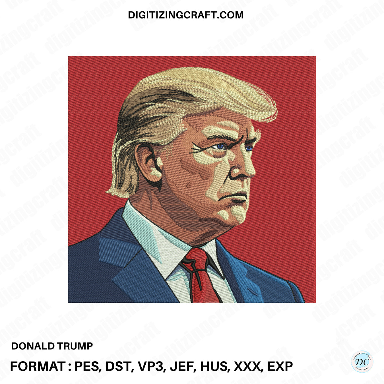 Donald trump embroidery design file