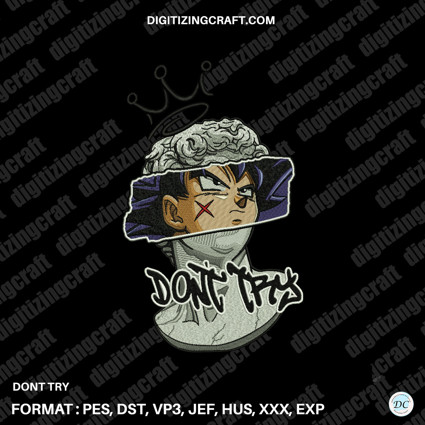 Dont try dragon ball embroidery design file