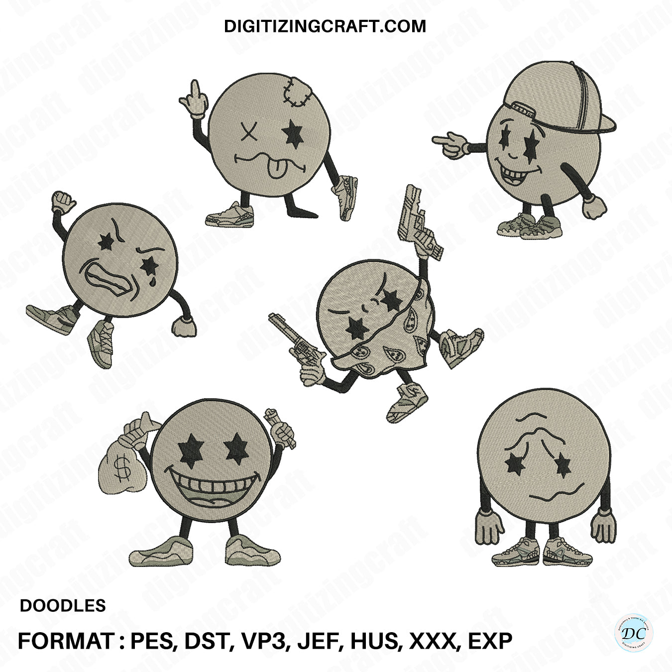 Doodles embroidery design file