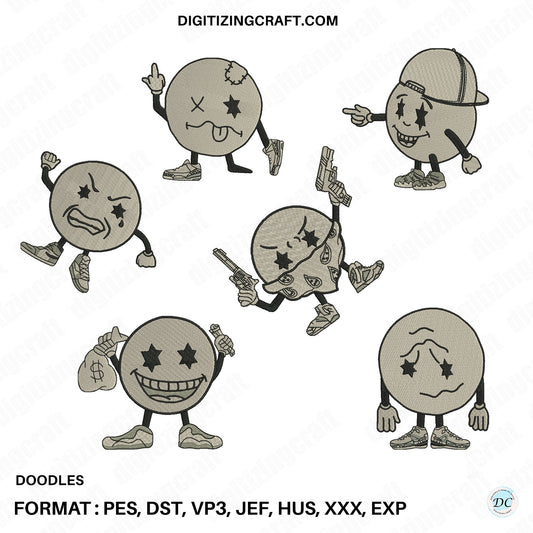 Doodles embroidery design file