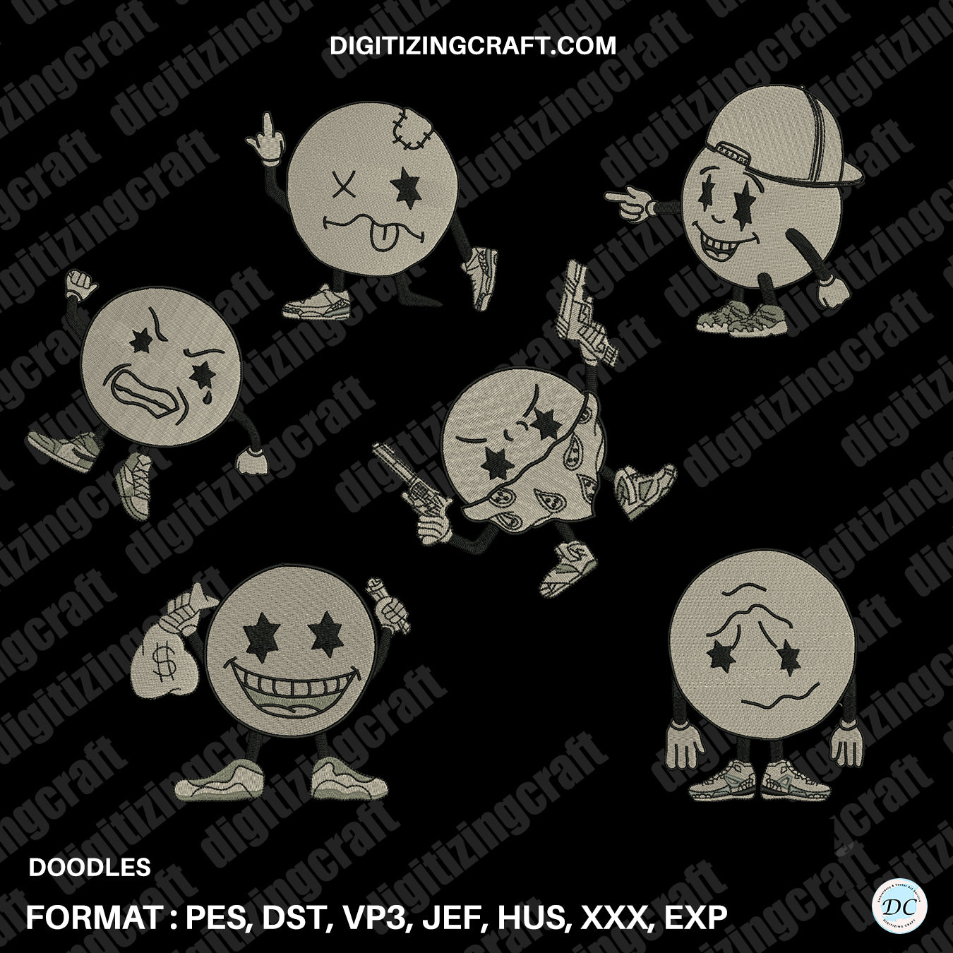 Doodles embroidery design file