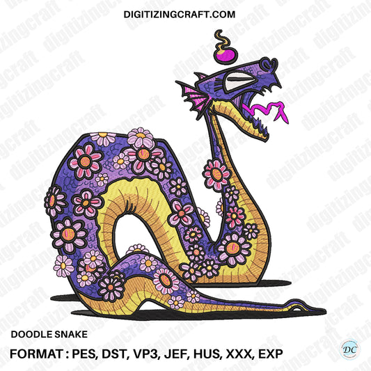 Doodle Snake Embroidery design file