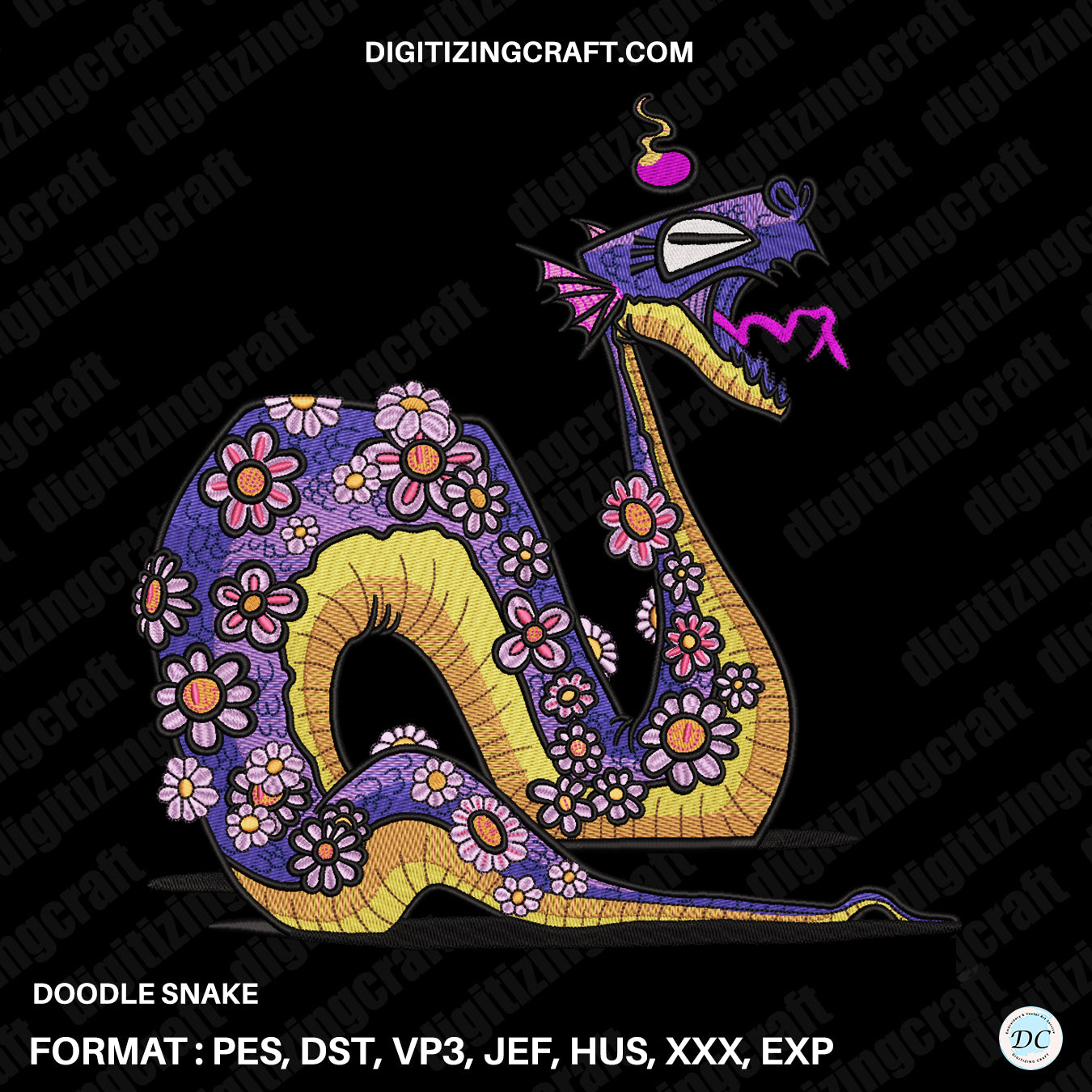 Doodle Snake Embroidery design file