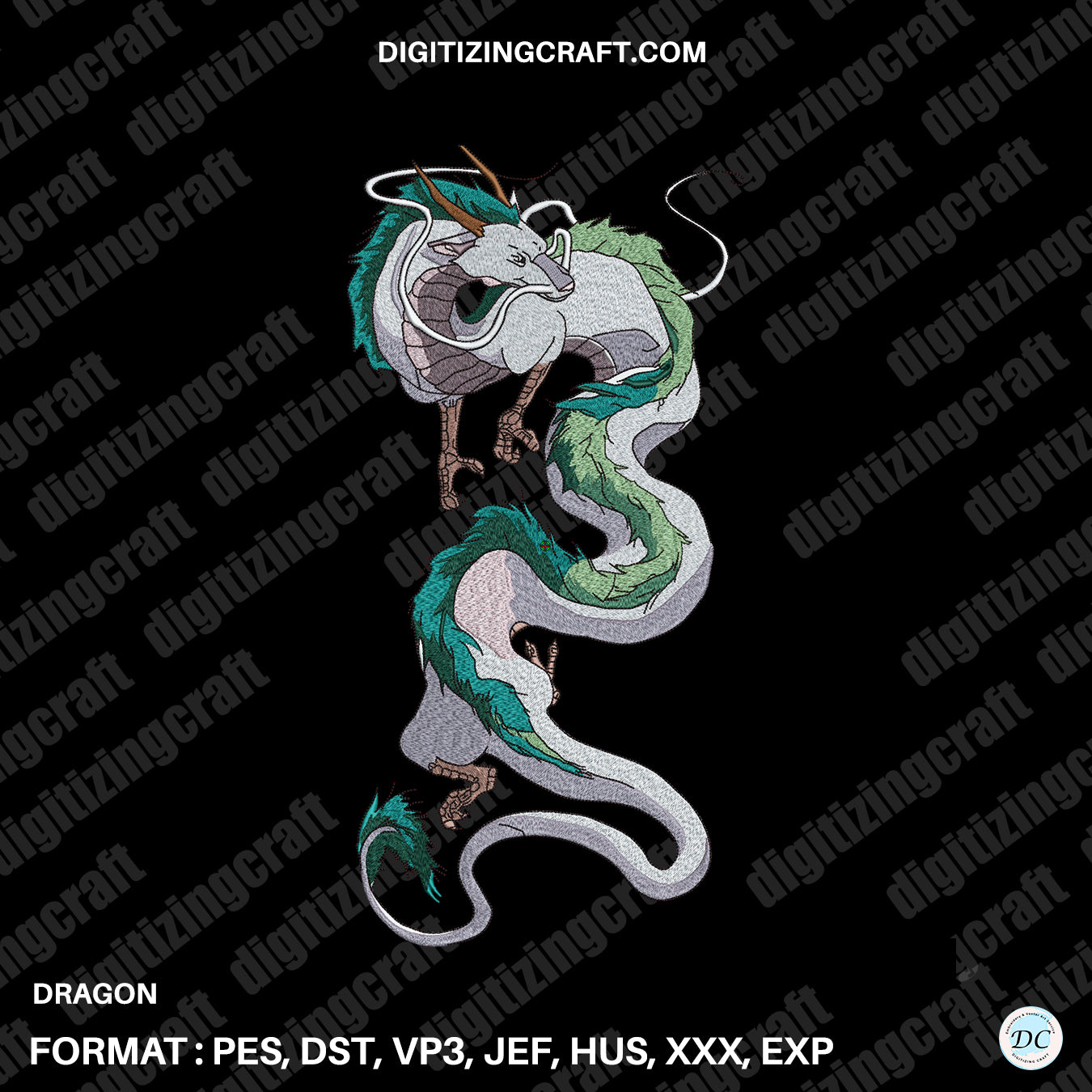 Dragon embroidery design file